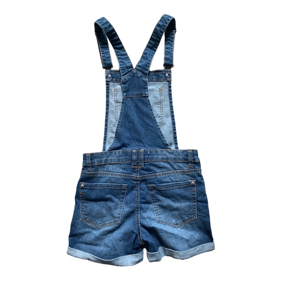 NWT Ardene Eco Repreve Recycled Halter Dungarees Overall Denim Jean Shorts - Picture 4 of 5